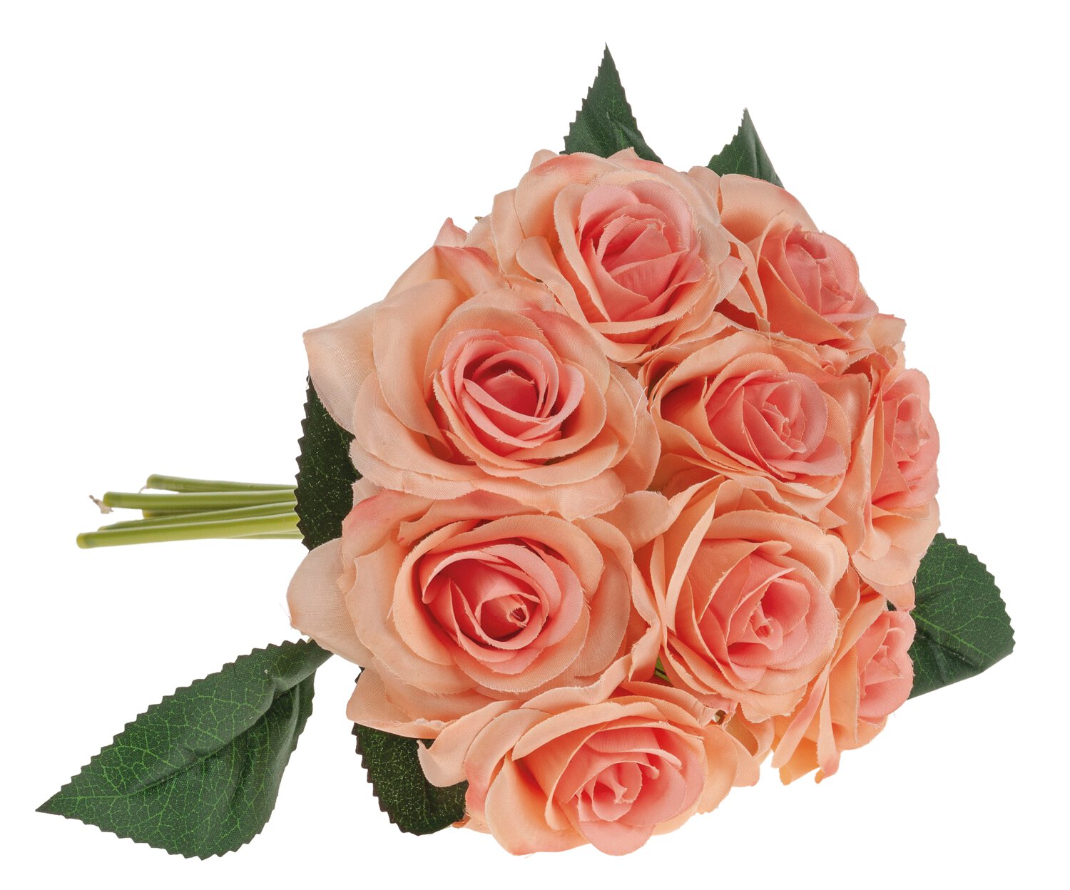 Kunstblumenstrauß aus 9 Rosen, 25 cm, | 2633553E1 aprikose
