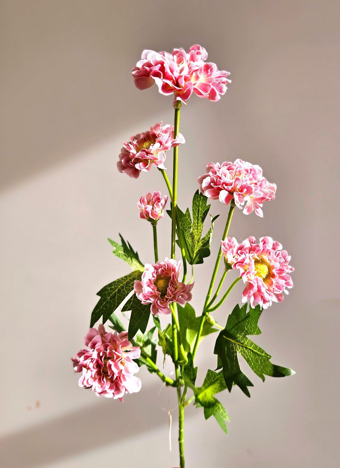 Crisantemo artificiale, 64 cm, rosa chiaro-antico