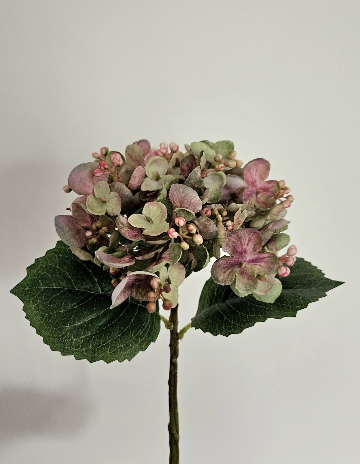 Kunstblume Hortensie, 35 cm, grün-rosa