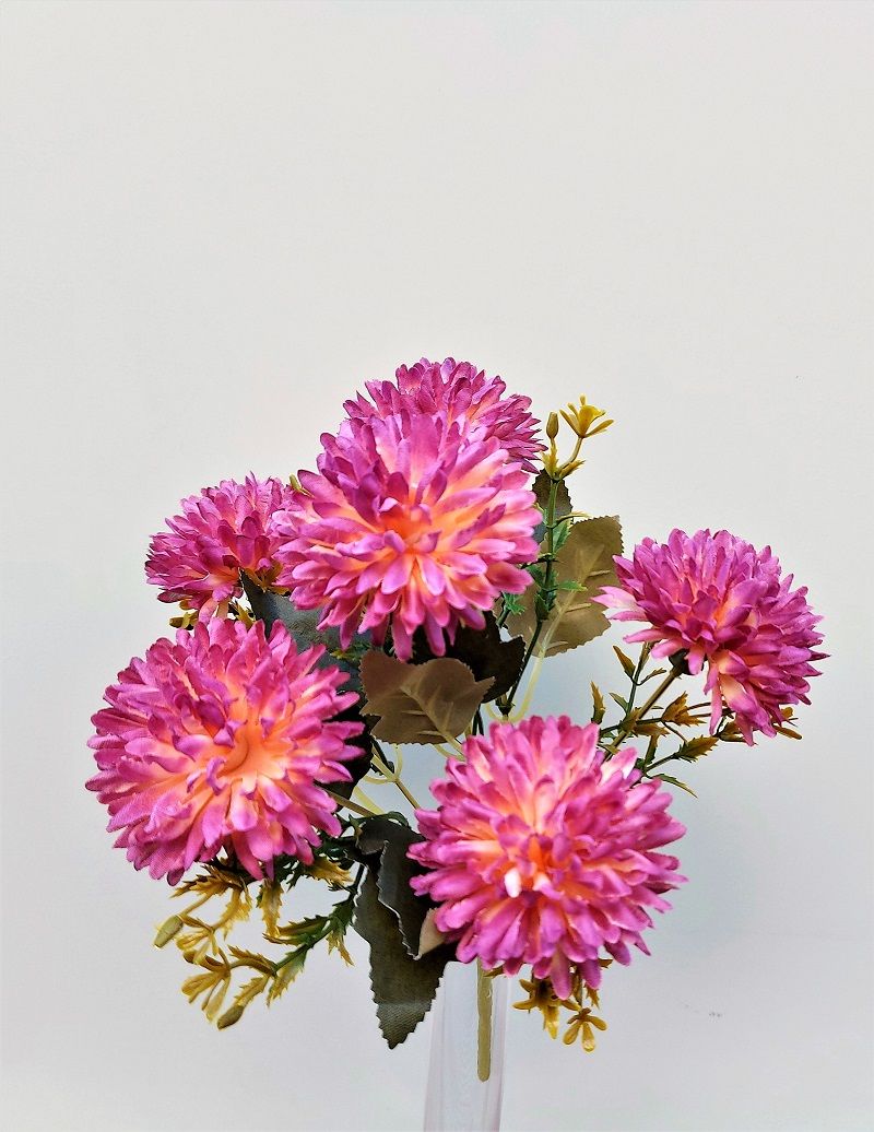Künstlicher Dahlienzweig mit 6 Blüten, 30 cm, violett-sand