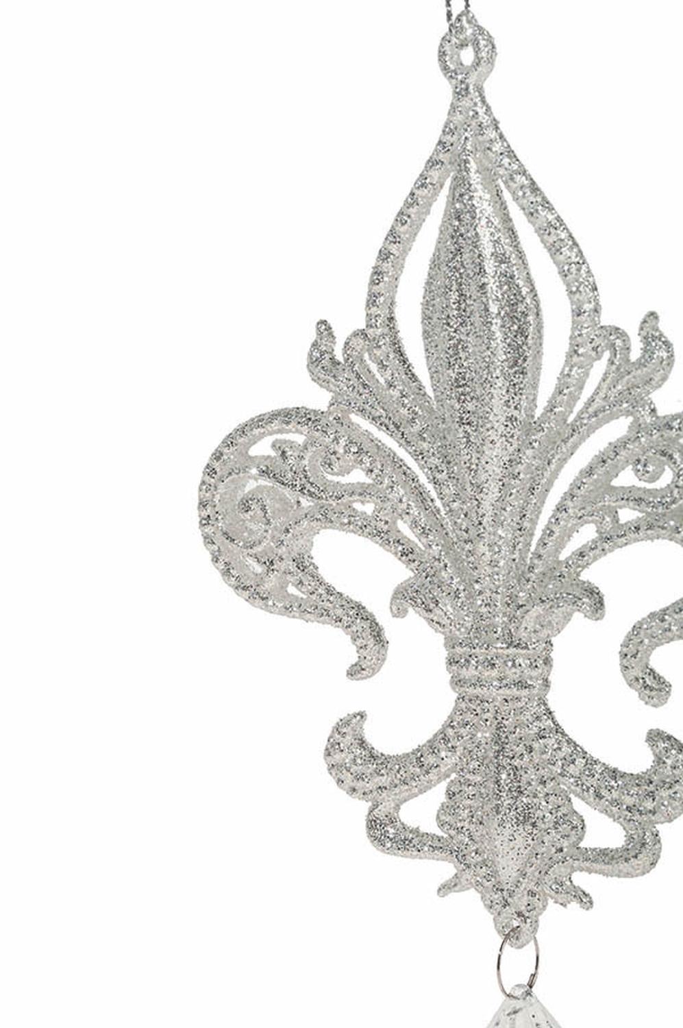 Deko Ornament \'Französische Lilie\' aus Acryl, 15 cm, silber | 1297996E1