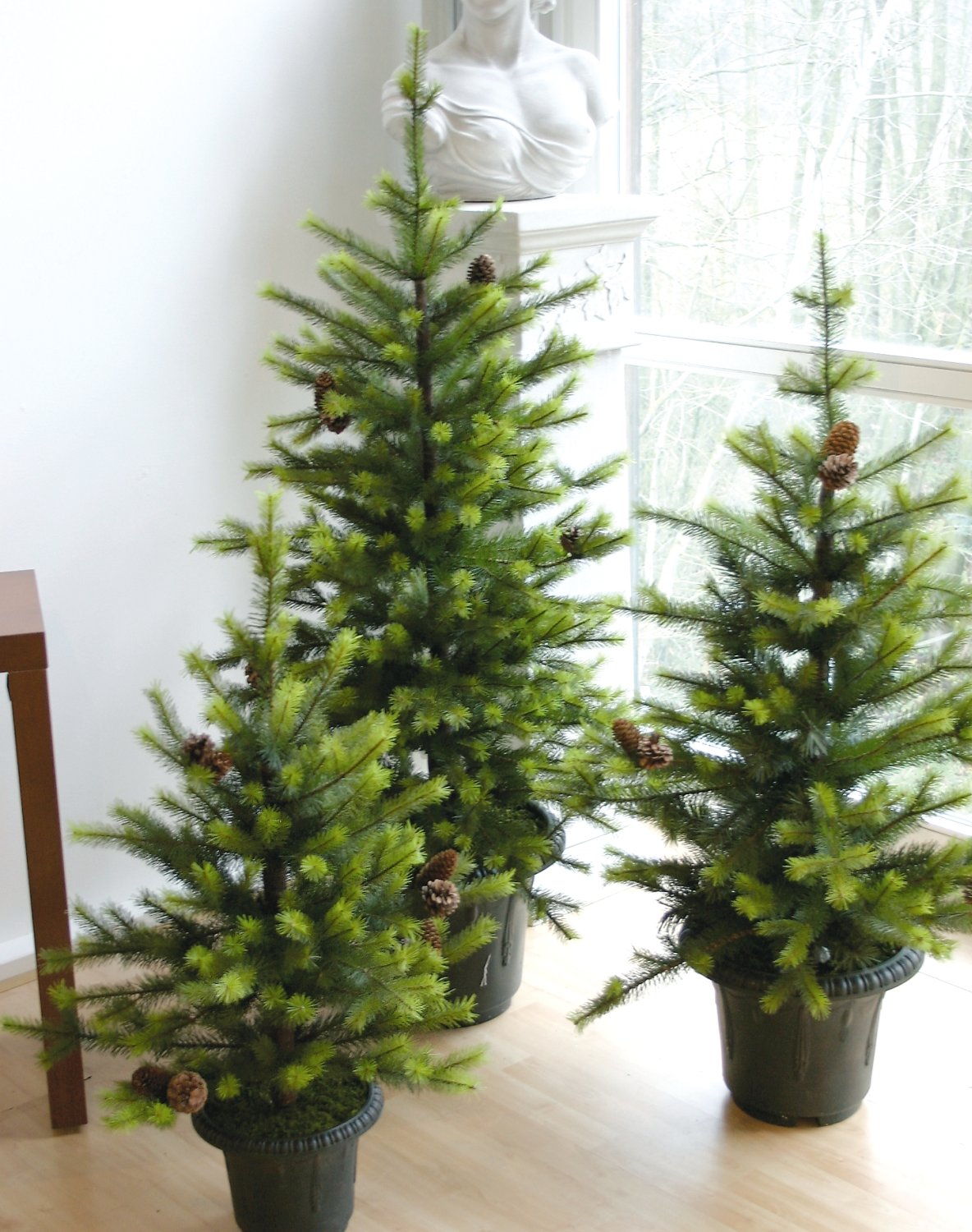 Künstlicher Tannenbaum mit Zapfen, getopft, 120cm, grün