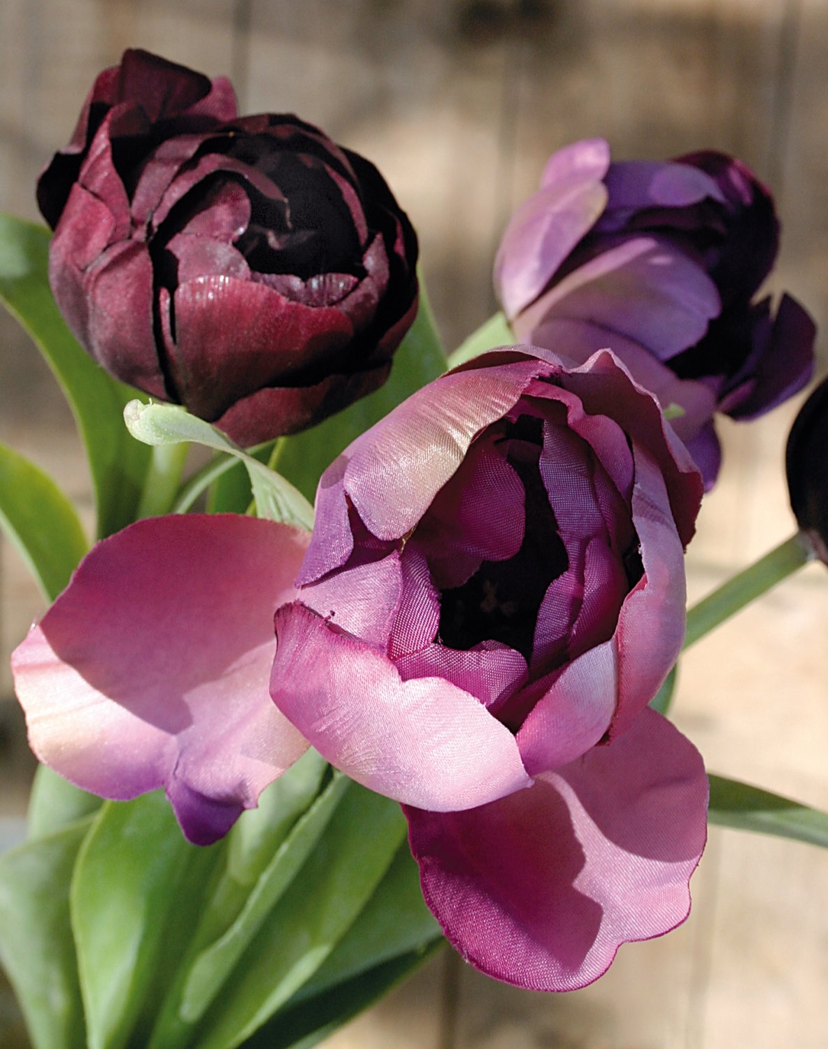 Künstliche Tulpen, 2 Stück, 45 cm, violett-grün