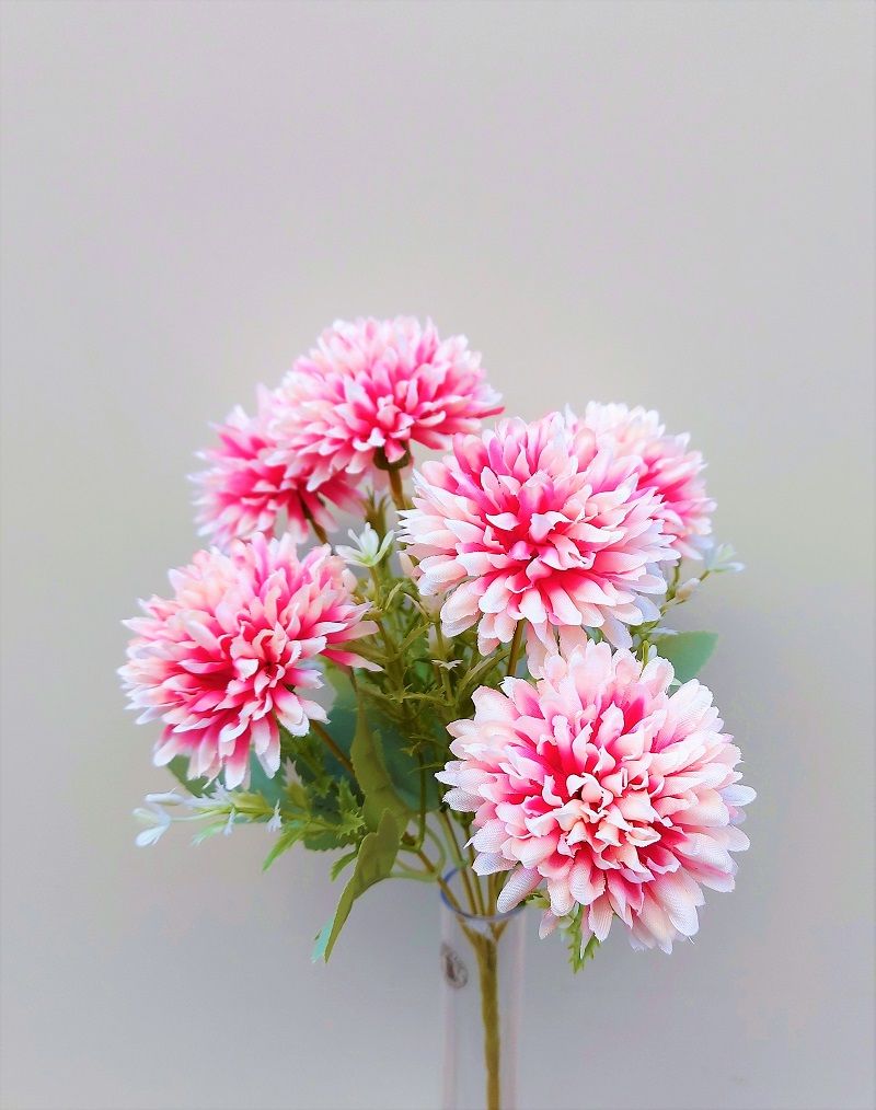Künstlicher Dahlienzweig mit 6 Blüten, 30 cm, hellrosa-dunkelrosa