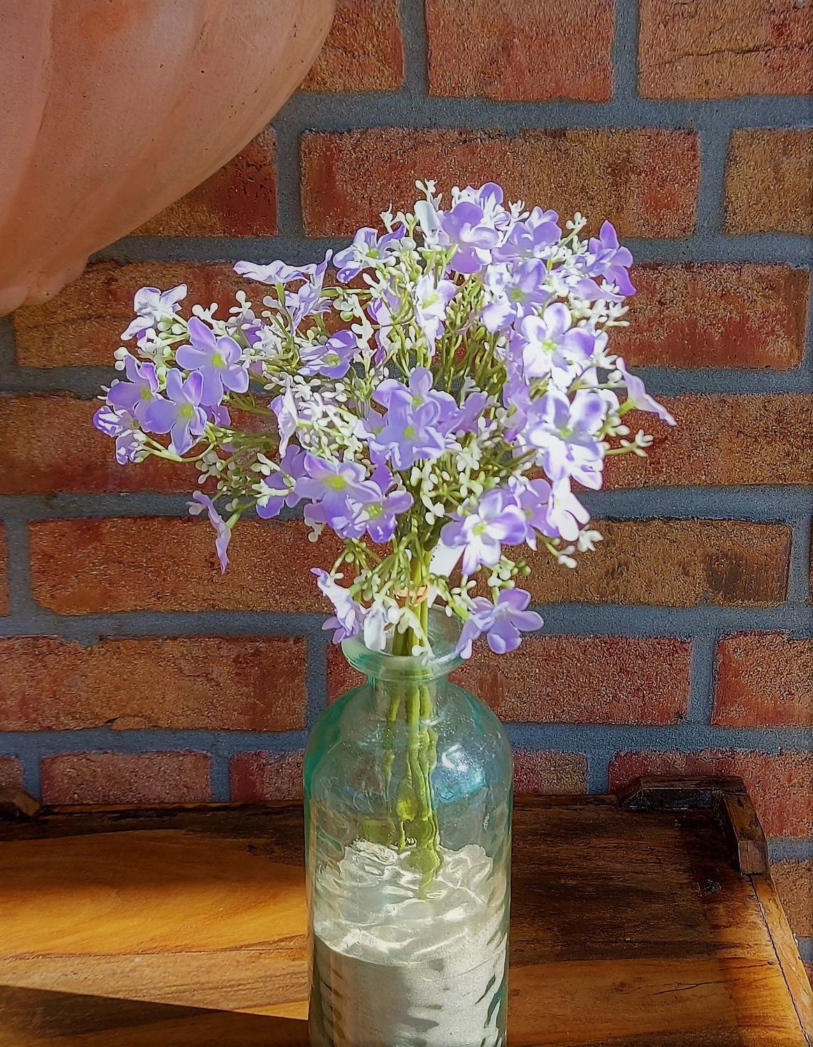 Artificial flower cluster meadow perennial, 4-fold, 38 cm, purple-white