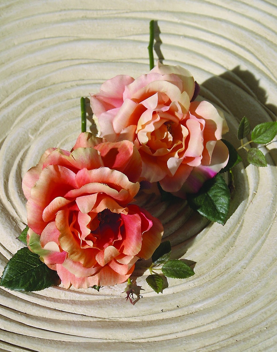 Künstliche Rose, kurzer Stiel, 20 cm, aprikose