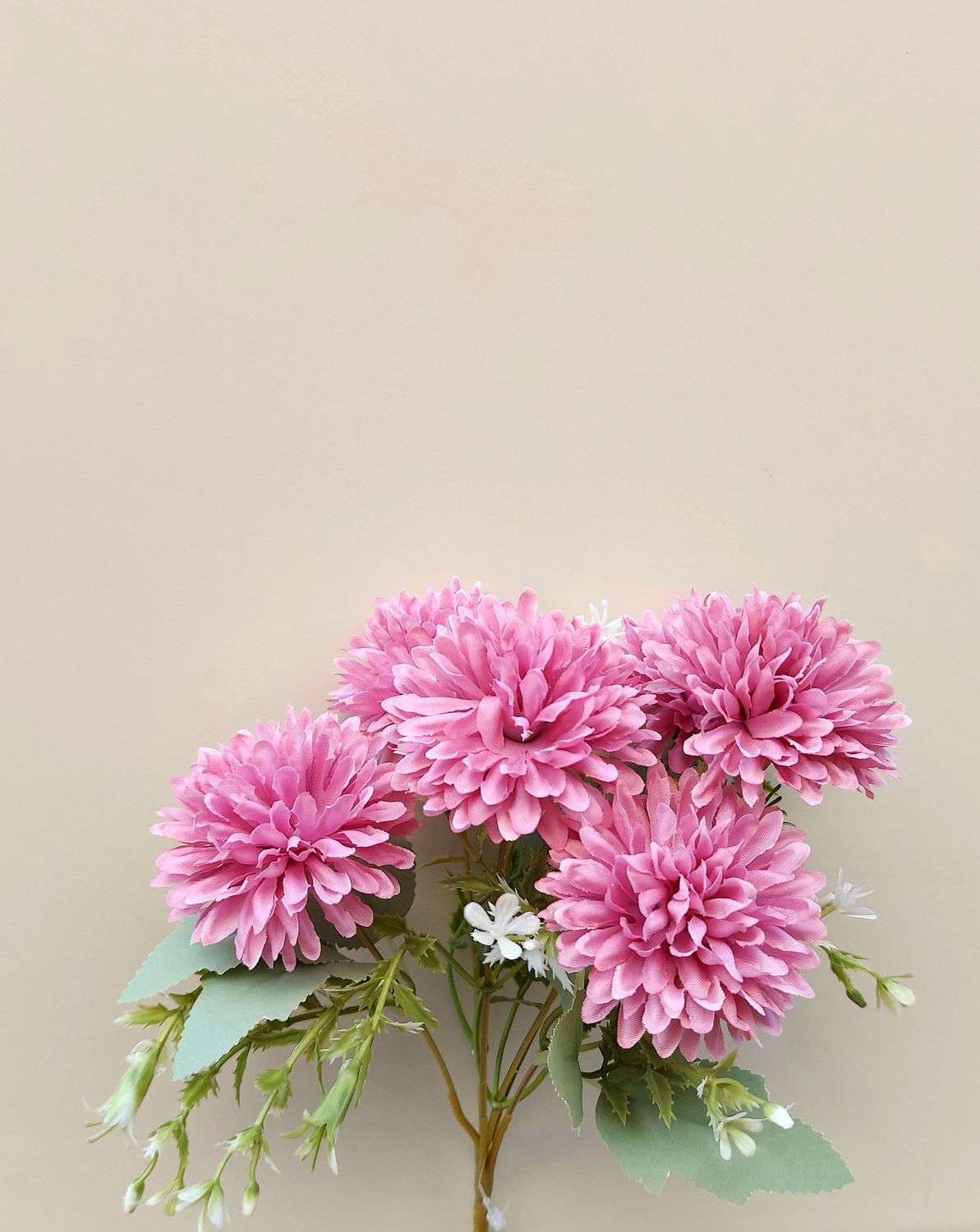Künstlicher Dahlienzweig mit 6 Blüten, 30 cm, antik-hellrosa