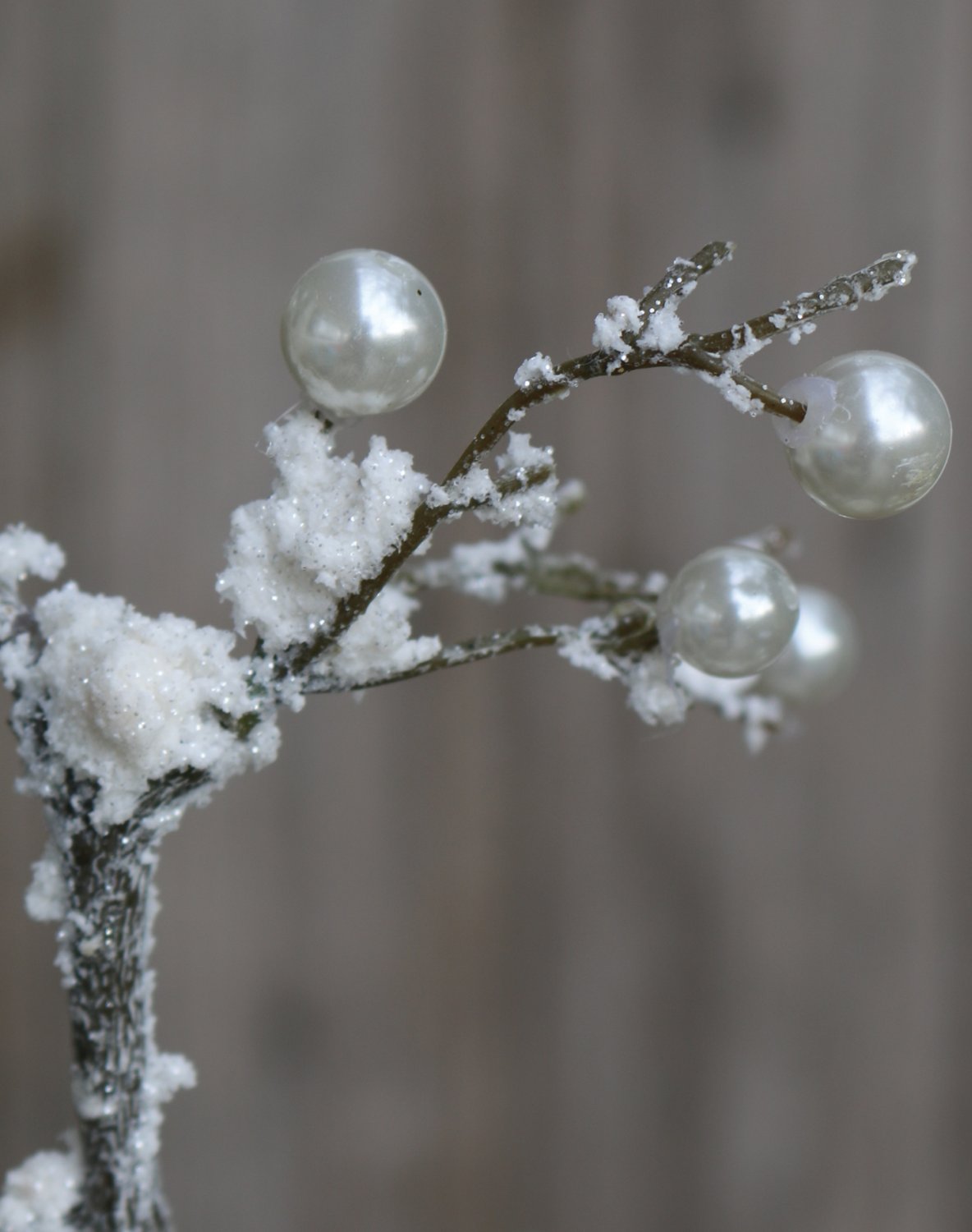 Perlen 83 Künstlicher cm, mit Dekozweig frost-braun Schnee, und