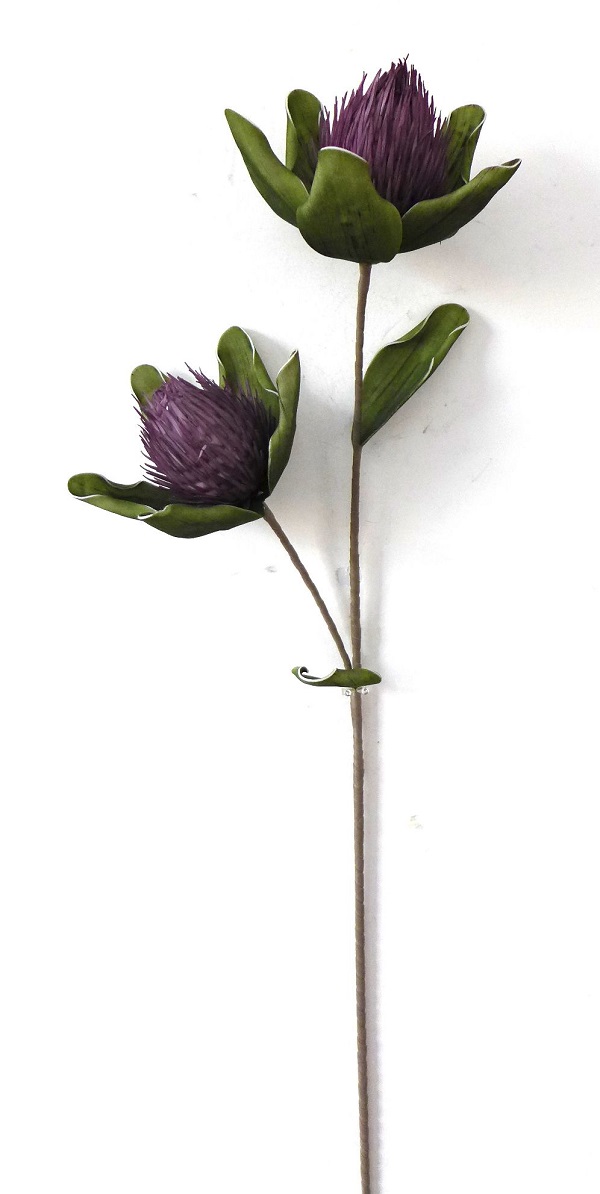 Deko Soft flower 'Artischocke', 2-fach, 100 cm, grün-burgunderrot