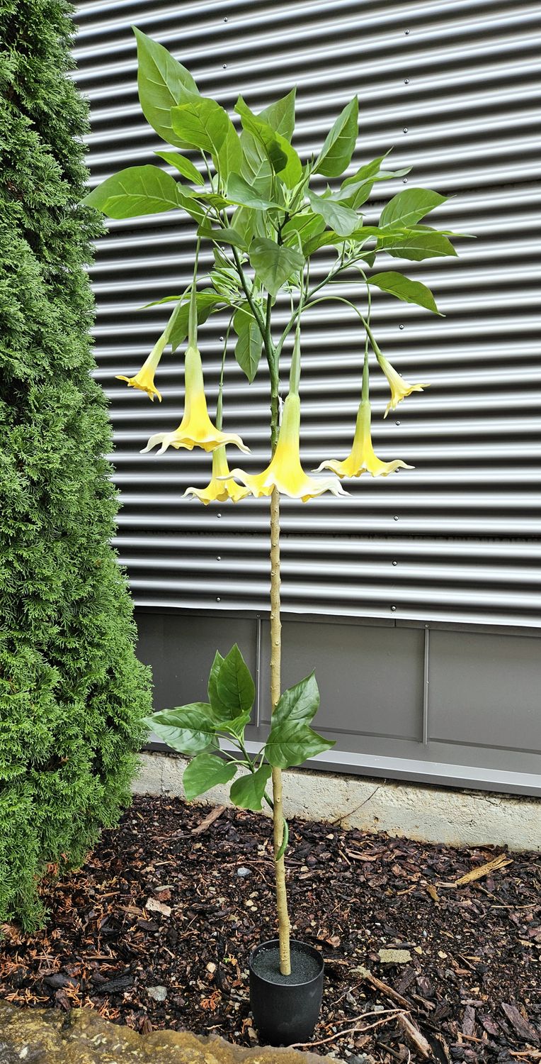 Artificial angel's trumpet, 180 cm, Real Touch, green