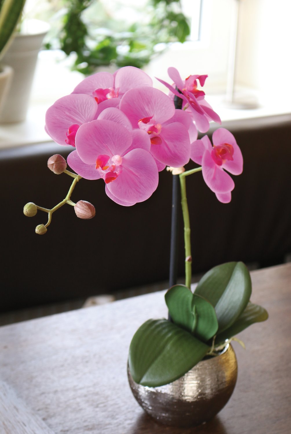 Künstliche Orchidee Phalaenopsis, getopft, 45 cm, Real Touch Soft, cerise