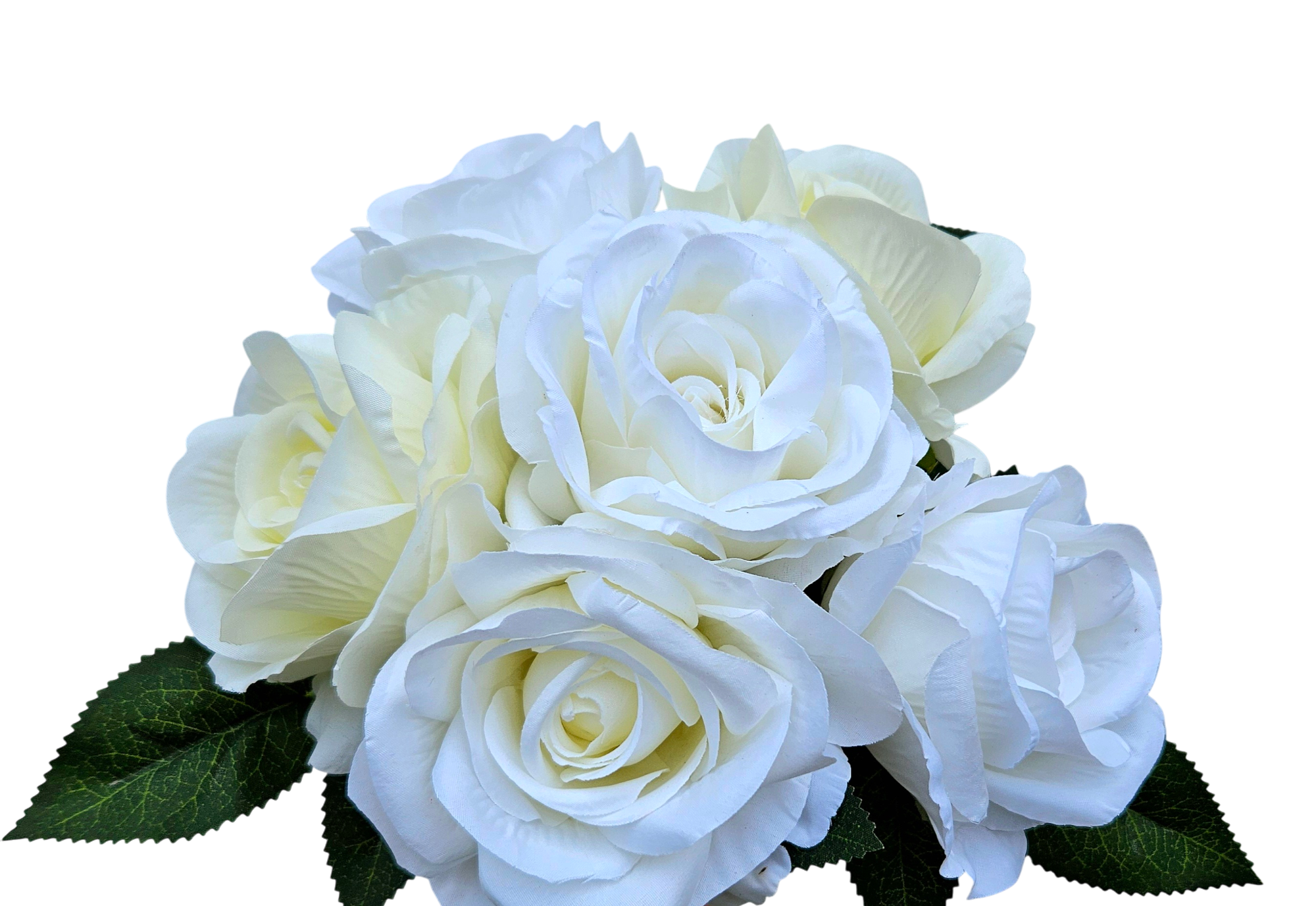 Künstliche Freilandrosen im Strauß, 6 Blüten, Ø 10 cm, 30 cm, creme-weiß