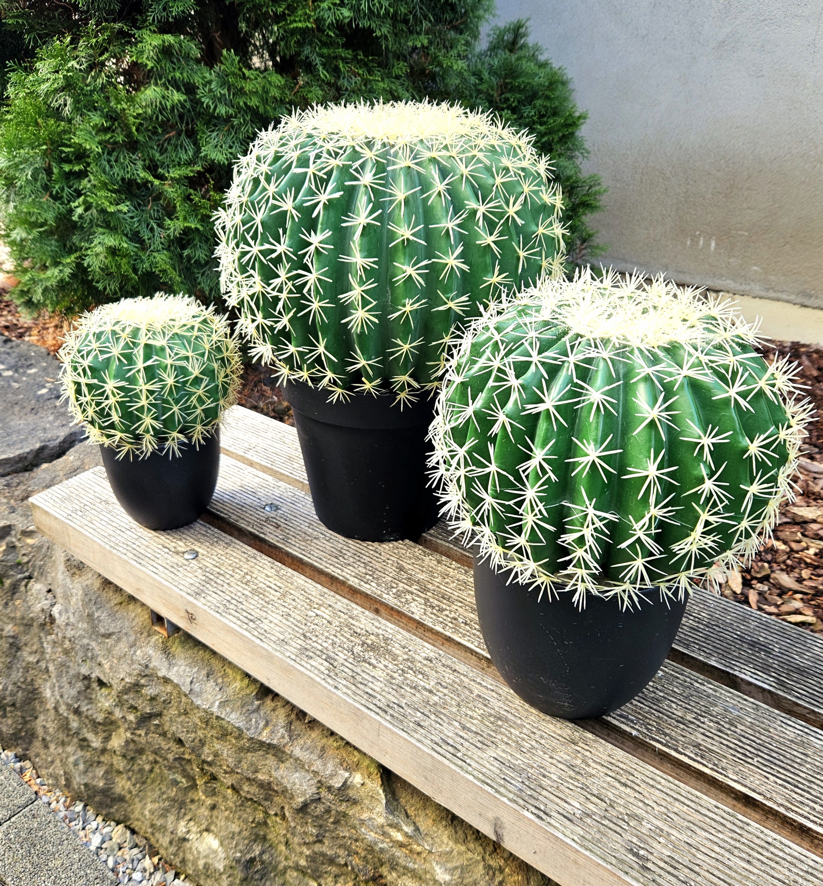 Artificial ball cactus, 27 cm, Ø 18 cm, green