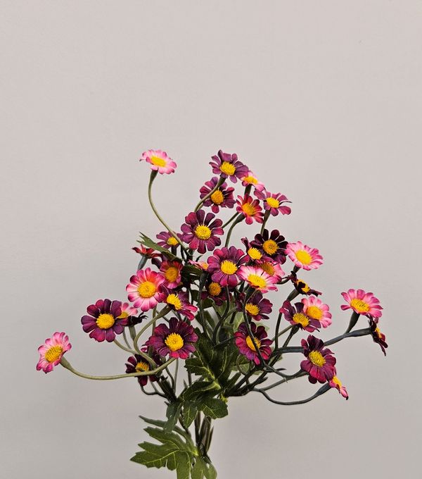 Artificial mini chrysanthemum bunch 'Vintage', 35 cm, burgundy red