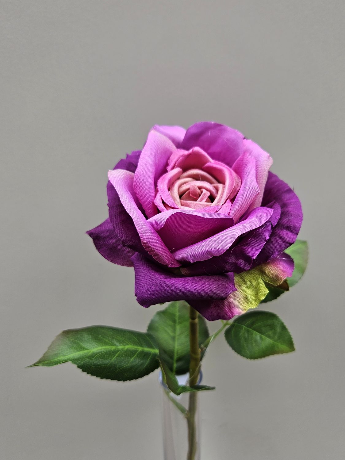 Classic artificial rose, 38 cm, light purple-dark purple