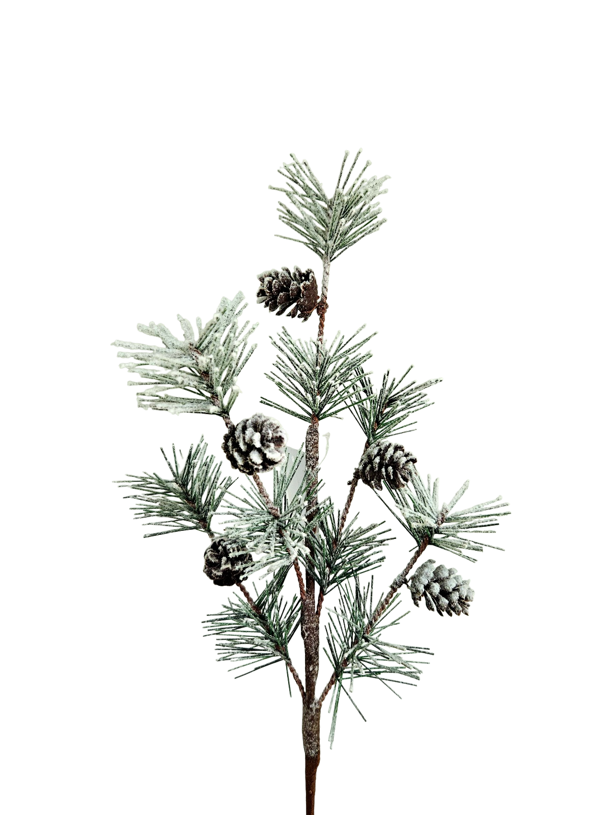 Künstlicher Kiefernzweig mit biologisch abbaubarem Schnee, 45 cm, frost-grün